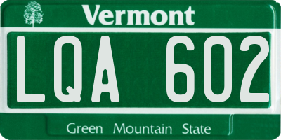 VT license plate LQA602