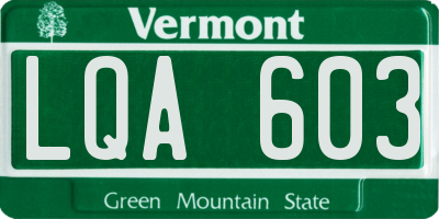 VT license plate LQA603