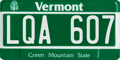 VT license plate LQA607