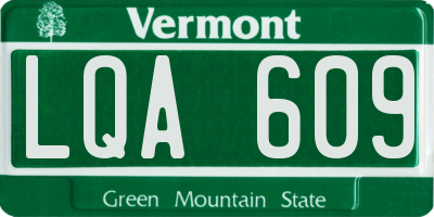 VT license plate LQA609