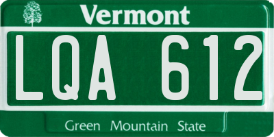VT license plate LQA612