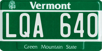 VT license plate LQA640