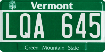 VT license plate LQA645