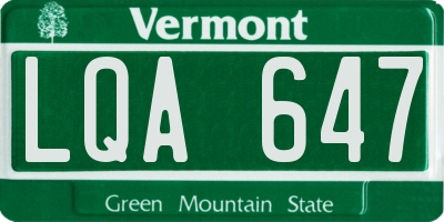 VT license plate LQA647
