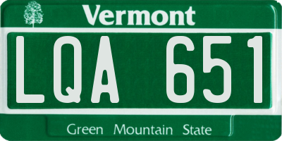 VT license plate LQA651