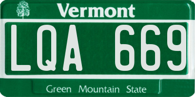 VT license plate LQA669