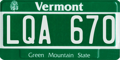 VT license plate LQA670
