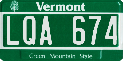 VT license plate LQA674