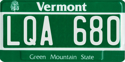 VT license plate LQA680