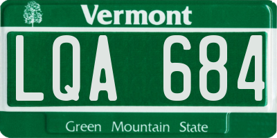 VT license plate LQA684