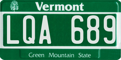 VT license plate LQA689