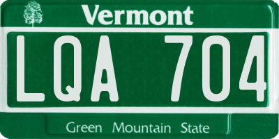 VT license plate LQA704