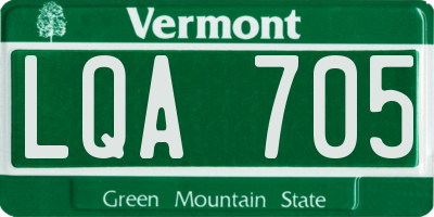 VT license plate LQA705