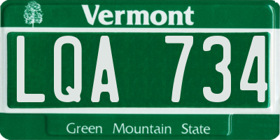 VT license plate LQA734