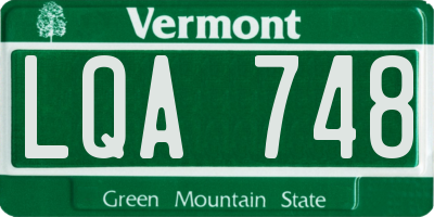VT license plate LQA748