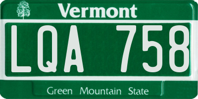 VT license plate LQA758