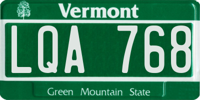 VT license plate LQA768