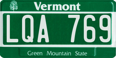 VT license plate LQA769