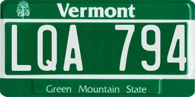 VT license plate LQA794