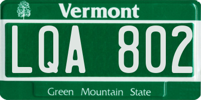 VT license plate LQA802