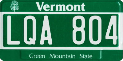 VT license plate LQA804
