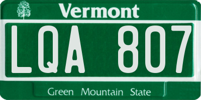 VT license plate LQA807