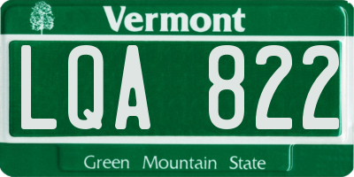 VT license plate LQA822