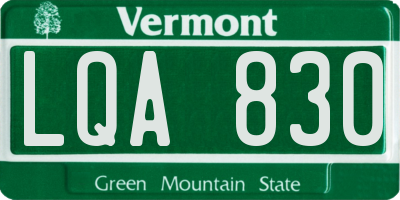 VT license plate LQA830