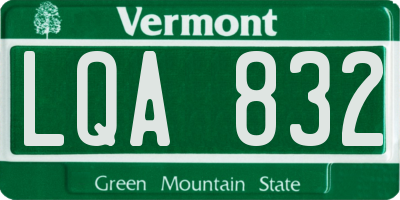 VT license plate LQA832