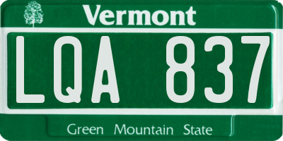 VT license plate LQA837
