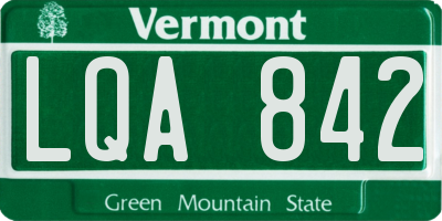 VT license plate LQA842