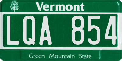 VT license plate LQA854