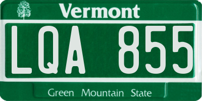 VT license plate LQA855