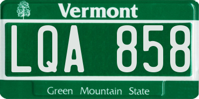 VT license plate LQA858