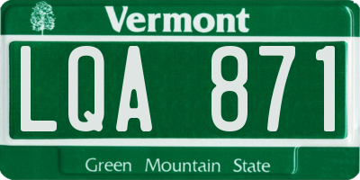 VT license plate LQA871