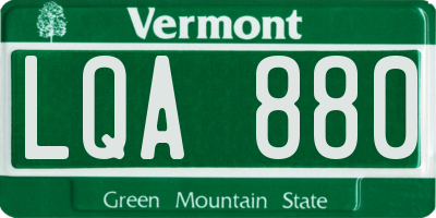 VT license plate LQA880