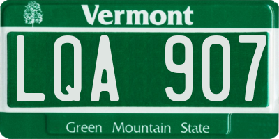 VT license plate LQA907
