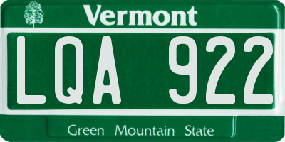 VT license plate LQA922