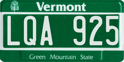 VT license plate LQA925