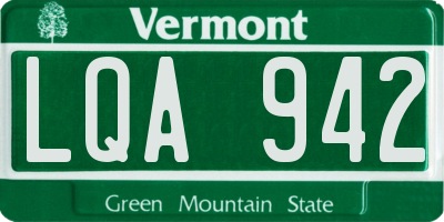 VT license plate LQA942