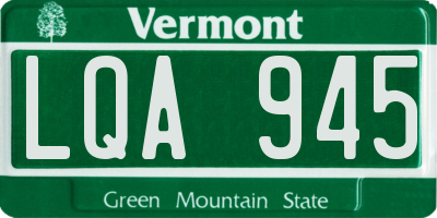 VT license plate LQA945