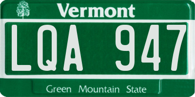 VT license plate LQA947