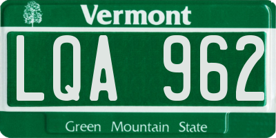 VT license plate LQA962