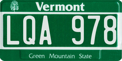 VT license plate LQA978