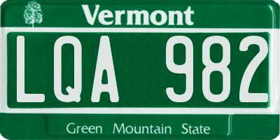 VT license plate LQA982