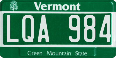 VT license plate LQA984