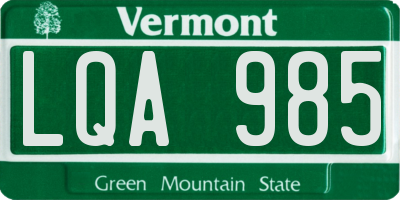 VT license plate LQA985
