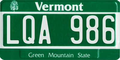 VT license plate LQA986