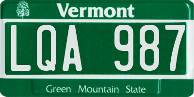 VT license plate LQA987