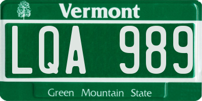VT license plate LQA989